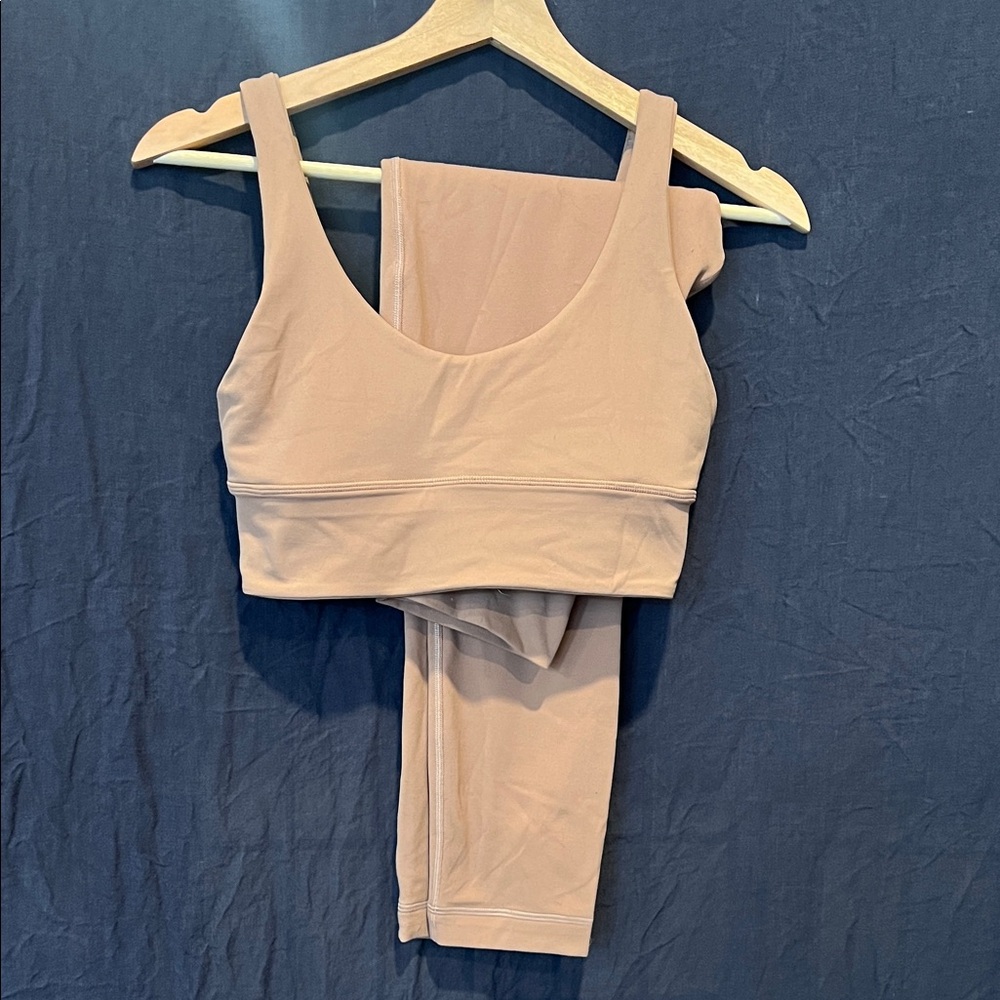 Brand New Lululemon Women's Dusty Rose Tan Workout Set